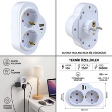 Bylion Arge Toptan Ikili USB ve Type C Li Golyat Priz Beyaz 950-904-0010