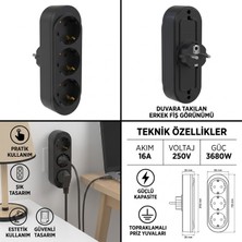 Bylion Arge Toptan Üçlü Golyat Priz Dikey Siyah 950-004-0011