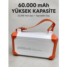 Masa Dostu Kamp ve Seyahat Için 60000 Mah Powerbank 22.5W Hızlı Şarj Acil Durum Işıklı Taşıma Saplı