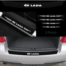 PINAXAR Lada Vaz Için Uyumlu Aksesuar Oto Bağaj ve Kapı Eşiği Sticker Set Karbon