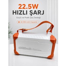 Ruhes 22.5W Hızlı Şarj Destekli 60000 Mah Powerbank 4 Dahili Kablolu Çoklu USB Type-C Çıkışlı Gü