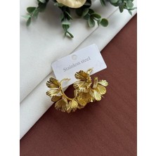 Yasel Takı & Çanta Çelik Çiçek Model Halka Küpe