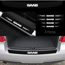 PINAXAR Saab Için Uyumlu Aksesuar Oto Bağaj ve Kapı Eşiği Sticker Set Karbon