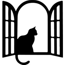 PINAXAR Penceredeki Kedi Sticker A+Kalite 30 x 33 cm Dayanıklı