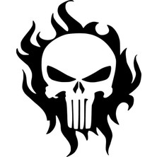 PINAXAR Punisher Alevler Sticker A+Kalite 10 x 12 cm Dayanıklı