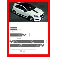 PINAXAR Marşpiyel,kaput,yan Ayna Sticker 5 Li Set 180*11CM , 20*2,5cm , 1 Adet 90*13CM Oto Sticker