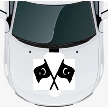 PINAXAR Çapraz Türk Bayrakları Oto Kaput Sticker A+Kalite 45 x 30 cm Dayanıklı