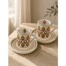 Tabak Evi Porselen Mandala Kahve Fincan Takımı 90CC 4 Parça 2 Kişilik
