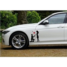 PINAXAR Kalpli Sevgiliye Teklif Oto Özel Yeni Sticker Siyah 18*15 cm