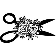 PINAXAR Güllü Makas Sticker A+Kalite 10 x 5 cm Dayanıklı