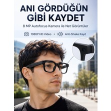 Vintessy 3 Lensli Akıllı Kamera Gözlüğü Aı Görüntü Tanıma Çoklu Dil Çeviri 32 GB Hafıza Wifi ve