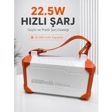 Zenviaa 22.5W Hızlı Şarj Destekli 60000 Mah Powerbank 4 Dahili Kablolu Çoklu USB Type-C Çıkı�
