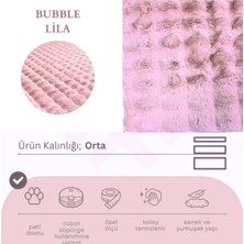 Nevmahall Yumuşak Peluş Dokulu Tüy Dökmez Kaymaz Taban Bubble Peluş Halısı Gri