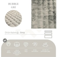 Nevmahall Yumuşak Peluş Dokulu Tüy Dökmez Kaymaz Taban Bubble Peluş Halısı Gri