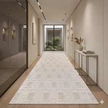Nevmahall Bukle Dokulu Kare Desenli Nevsisal Sisal Halısı Krem