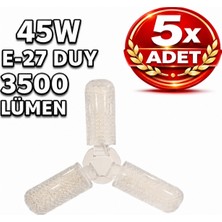 Kendal Elektrik K2 Kes 471 45W Katlanır LED Ampul 3500 Lümen E27 Duy – 3 Kanatlı Yüksek Işık – 5’li Set