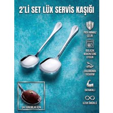 Tasarım Evi 2 Adet Çelik Servis Kaşığı Yemek Salata Sunum Kaşığı