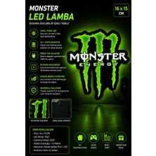 UstaPrint3D Monster LED Lamba 16X15 cm Yeşil Işıklı Duvar Dekoru Dekoratif Aydınlatma