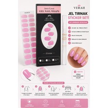 Verah Pembe Jel Tırnak Sticker Seti 20 Adet Uv/led Lambada Kuruyan Tırnak Etiketi + Remover Kalem Hediyeli
