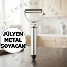 İnfeta 1 Adet Metal Soyacak Jülyen Sebze Meyve Soyucu Doğrayıcı- Çok Amaçlı Meyve Sebze Soyacak
