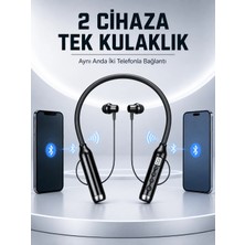 Nemere Boyun Bantlı Bluetooth Kulaklık Dijital Ekranlı Mikrofonlu Çift Telefon Bağlantılı Kablosuz M