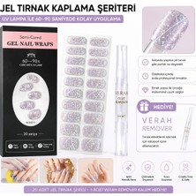 Verah Gümüş Lila Holografik Simli Jel Tırnak Sticker Seti 20 Adet Uv/led Tırnak Etiketi + Remover Kalem Hediyeli