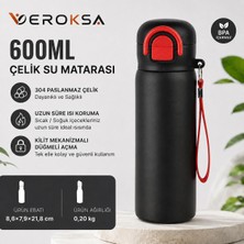 Veroksa Siply 600 ml Çelik Su Matarası – 304 Paslanmaz Çelik, Kilitli Düğmeli Renkli Suluk, Çocuk ve Yetişkin