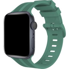 Sungur's Store Apple Watch 38MM KR408 Çizgili Silikon Kordon - Yeşil