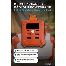 Beruflic Dijital Ekranli 60000MAH 4 Kablolu Powerbank 22.5W Hizli Sarj Coklu Cikisli BX-313568