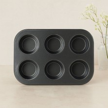 Sungur's Store 6 Gözlü Siyah Metal Muffin Kalıbı