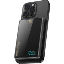 Sungur's Store PW598 10.000 Mah Dijital Göstergeli 20W Type-C ve 15W Kablosuz Şarj Pd Hızlı Şarj Magsafe Powerbank - Siyah