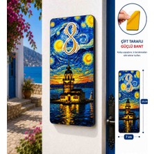Upeka Van Gogh Kız Kule Temalı Yapışkanlı Özel Dekoratif Ahşap Kapı No