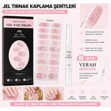 Verah Pembe Gümüş Simli Jel Tırnak Sticker Seti 20 Adet Uv/led + Remover Kalem Hediyeli
