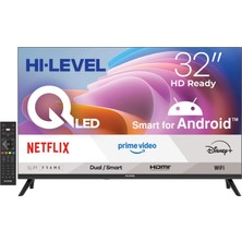 Hi-Level Hi Level HL32QHMLN-A14S 32" Framesless Hd Ready Android 14 Smart QLED Tv