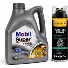 Mobil Süper 3000 X1 Fe 5W-30 Motor Yağı 4 Litre + Lastik Tamir Kiti 400 ml