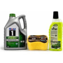 Mobil 1 Esp Lv 0W-30 Motor Yağı 5 Litre + Oto Şampuan 1000 ml + Yıkama Süngeri