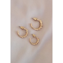 Moco Gold Renk Yılan Model Metal Küpe Seti