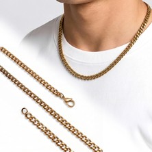 Moncuk Design Mariner Zincir Erkek Çelik Kolye 6X2MM 55CM Gold 3351ECK037