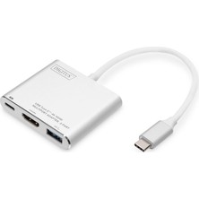 USB Tip C Multiport Grafik Adaptörü, USB Type-C - HDMI + USB A 3.0 + USB C, Şarj Fonksiyonu, 4K U