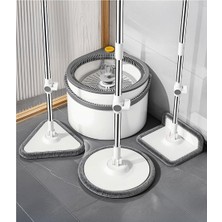 Yeni Tasarım Otomatik 360° Döner Mop ve Temizlik Seti, 3 Başlıklı Paspas Mop