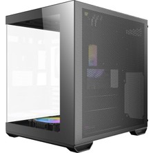 CX60M Argb Black Mikro-Atx Oyuncu Kasası, 270 Derece Panoramik Temperli Cam, 3 Adet 120MM Argb Fan