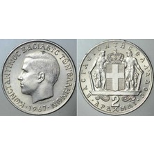 Banknoting Yunanistan 2 Drahmi 1967. Krallık Dönemi. Kral Konstantin. Çil(-) Kondisyon.