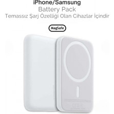 Marsilyan™- iPhone 15 / 16 / 17 Uyumlu Magsafe Kablosuz Powerbank 5000 Mah | Wireless Taşınabilir Batarya Şarj Aleti