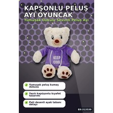 Techora Sale 30 cm Kapüşonlu Peluş Ayıcık - Keep Cool Yazılı Sweatshirt, Pati Desenli Ayak BX-313539