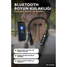 sbodurhome Çift Telefon Bağlantılı Titreşimli Bluetooth Boyun Kulaklığı 10M Menzil Mikrofonlu BX-313558