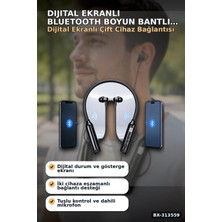 sbodurhome Dijital Ekranlı Boyun Bantlı Bluetooth Kulaklık Mikrofonlu Çift Cihaz Bağlantılı Kablosuz Bx-
