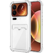 Caseonn Xiaomi 17 Pro Max Kılıf Airbag Kristal Kartlık Bölmeli Silikon Kapak Şeffaf