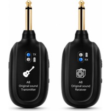 UltraTekno A8 Kablosuz Gitar Sistemi Type-C Şarjlı 6.35 mm Verici Alıcı Elektro Gitar Bas Enstrüman Aktarıcı