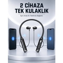 Hobilinka Boyun Bantlı Bluetooth Kulaklık Dijital Ekranlı Mikrofonlu Çift Telefon Bağlantılı Kablosuz M