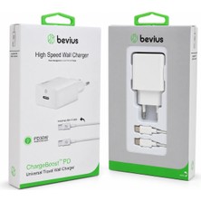 TKÇ Type-C To Type-C Beyaz 30W Pd Kablolu Duvar Şarj Cihazı Bevius BVS-CH414